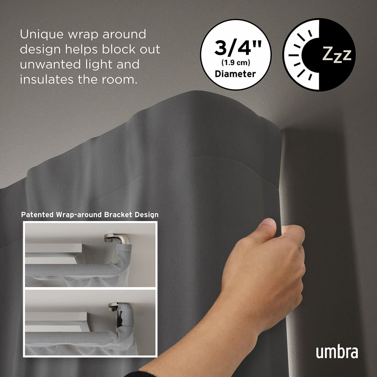 　Umbra(アンブラ)/トワイライト カーテンロッド 167-365cmブラック ニッケル