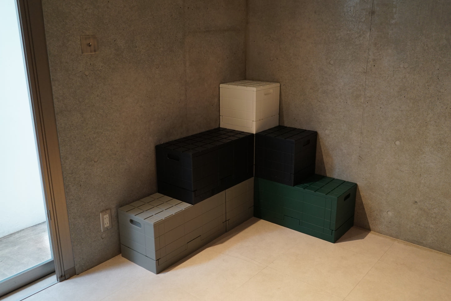 岩谷マテリアル/収納ボックス 幅30×奥行30×高さ30cm グリッドコンテナー キューブ フタ付き