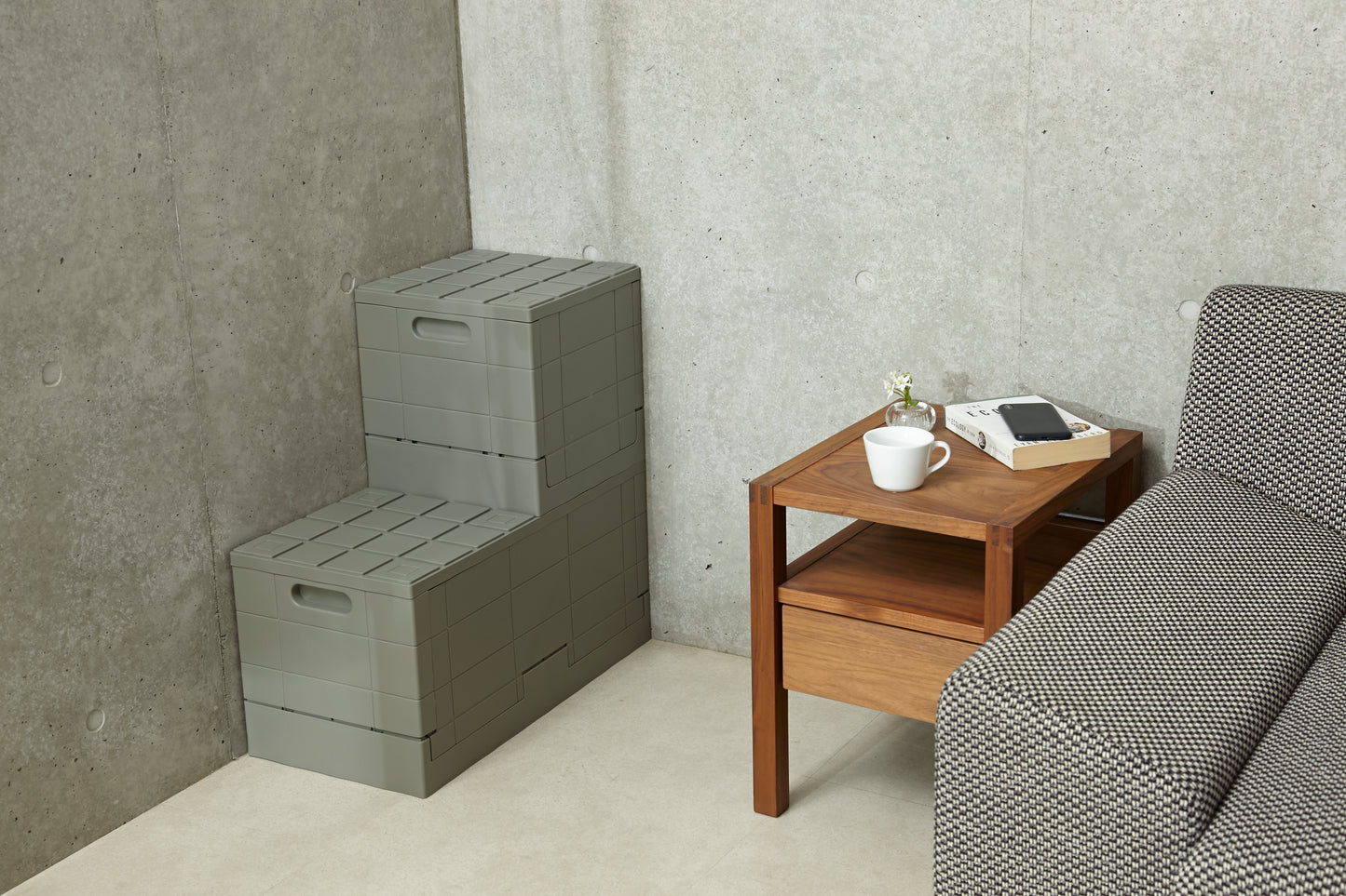 岩谷マテリアル/収納ボックス 幅30×奥行30×高さ30cm グリッドコンテナー キューブ フタ付き